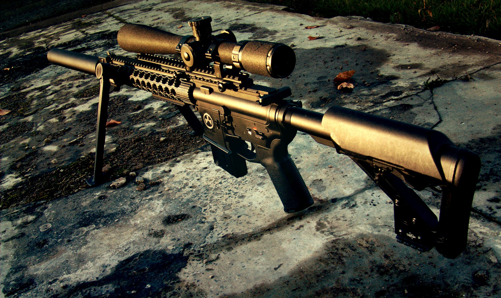 m4 sniper fusil arme coucher de soleil