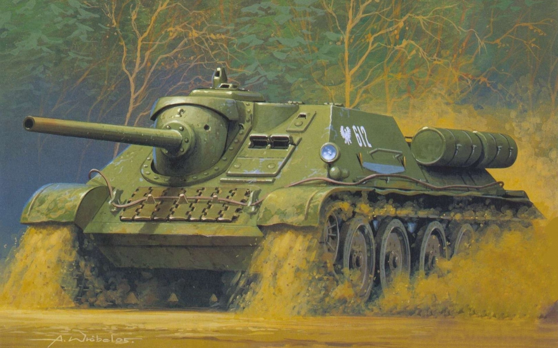 kunst zeichnung su-85 durchschnittlich nach gewicht sowjetische selbstfahrende artillerieanlage die zur klasse der kämpfer panzer gehört wurde seit september 1943 bis zum ende des großen vaterländischen krieges aktiv und erfolgreich eingesetzt