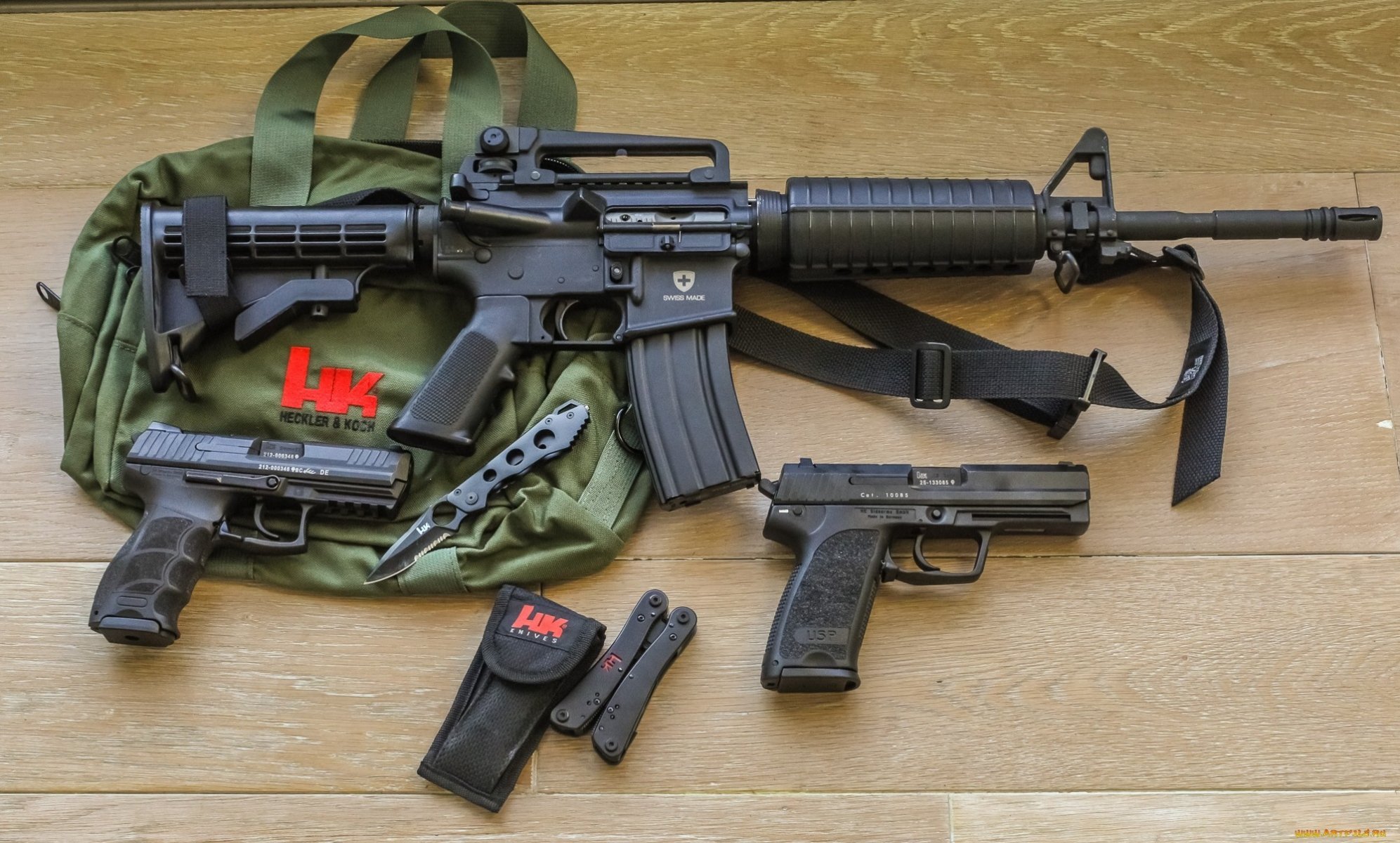 ametralladora m4a1 bolsa pistolas heckler & koch cuchillos