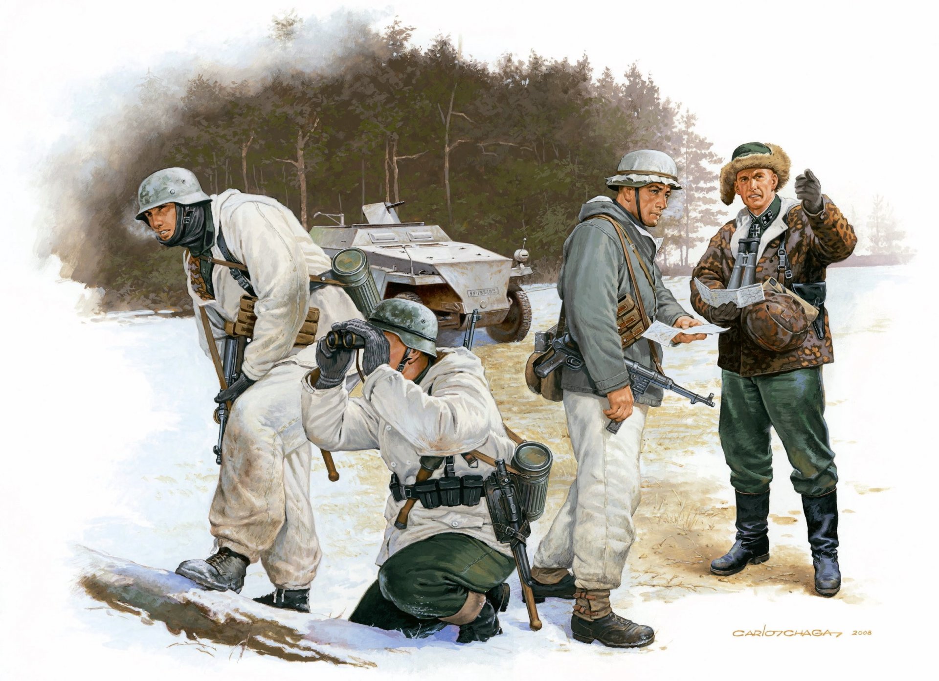 art winter snow german men period second world war weapon industrial complex camouflage