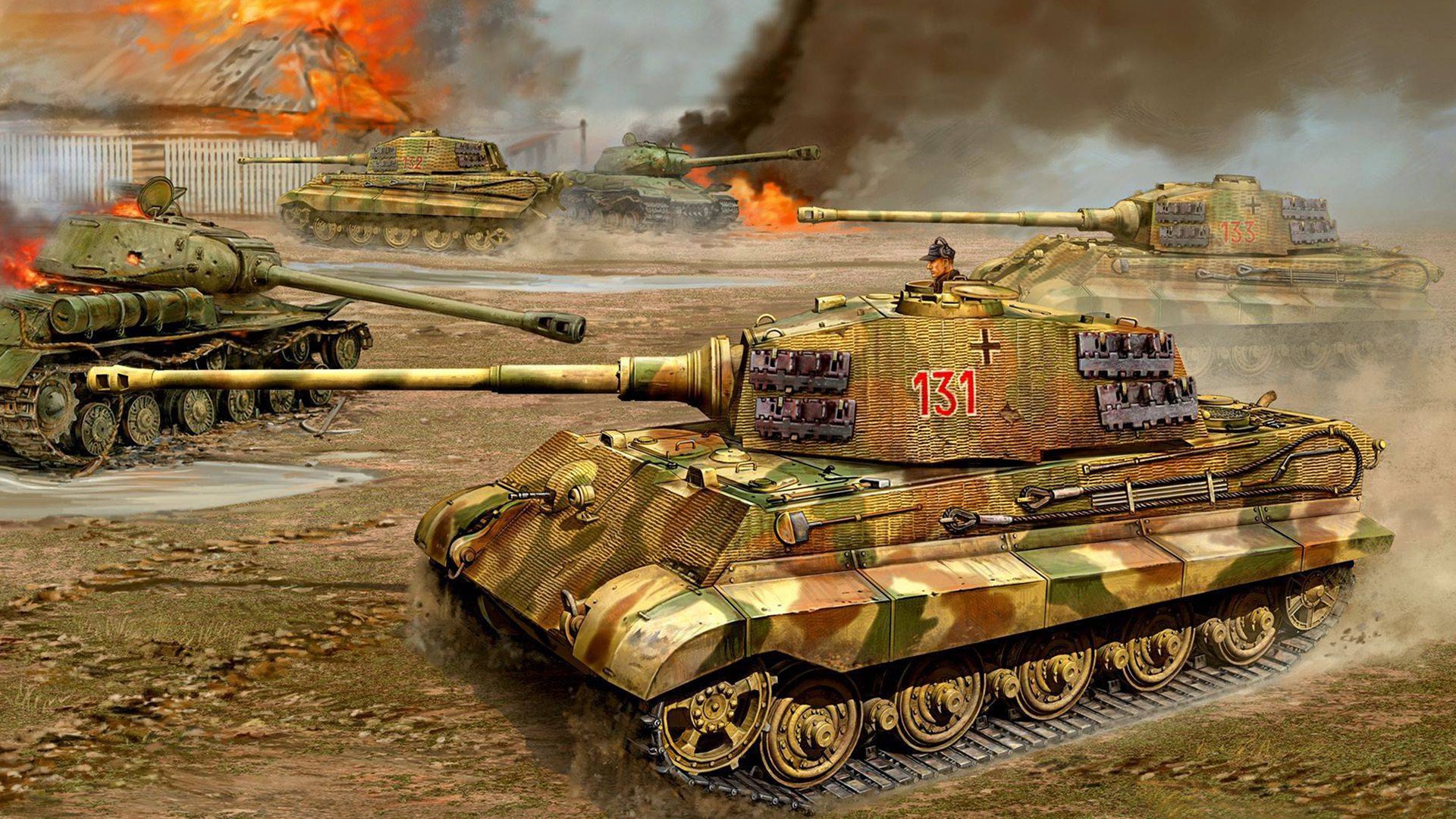 panzerkampfwagen vi тигр ii königstiger тяжёлый танк пламя войны kingtiger is-2. королевский тигр ис-2 война бой рисунок