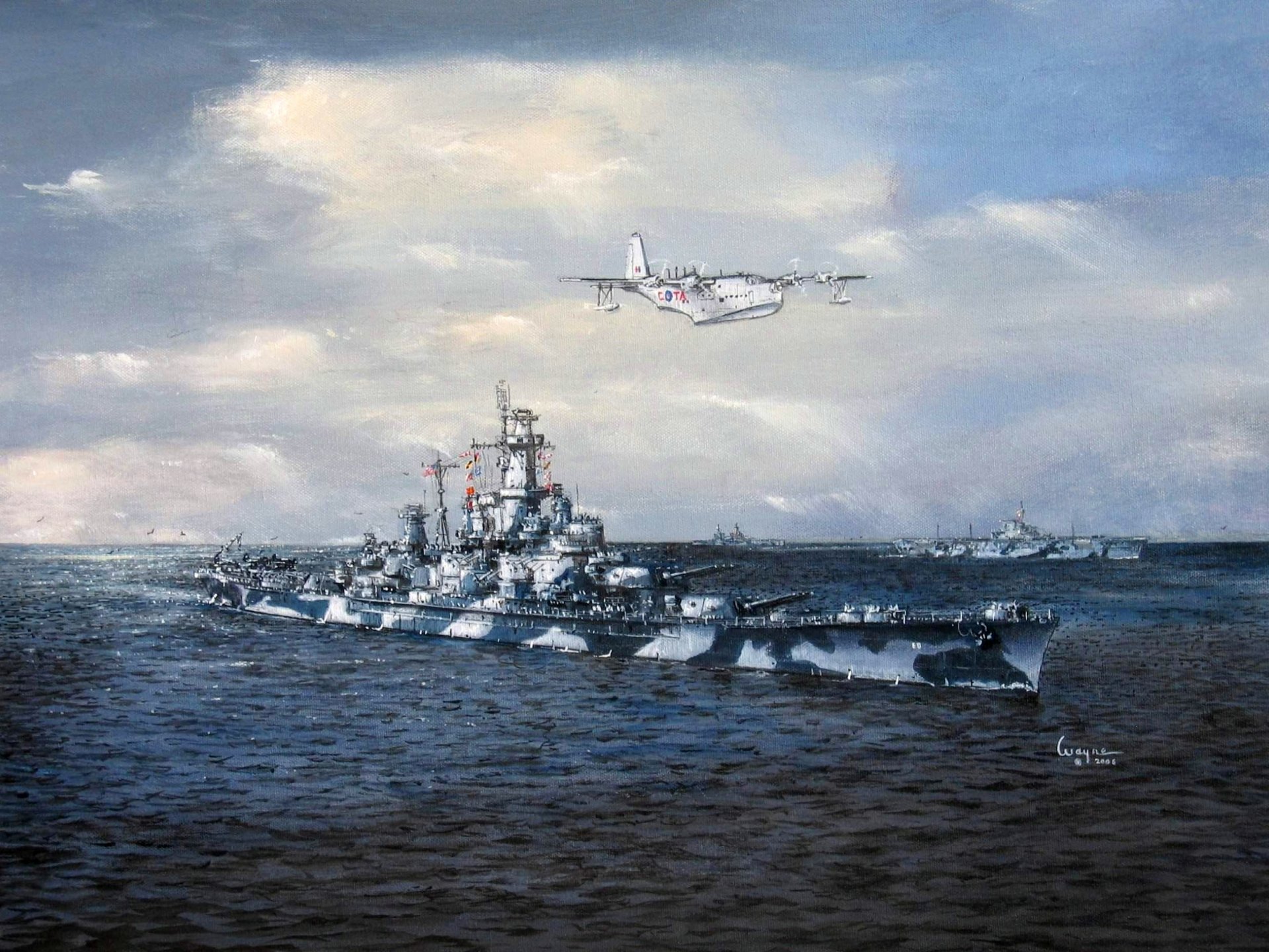 art mer alabama uss alabama bb-60 navire de ligne ciel enterprise porte-avions hydravion consolidated pb2y coronado us navy ww2 figure