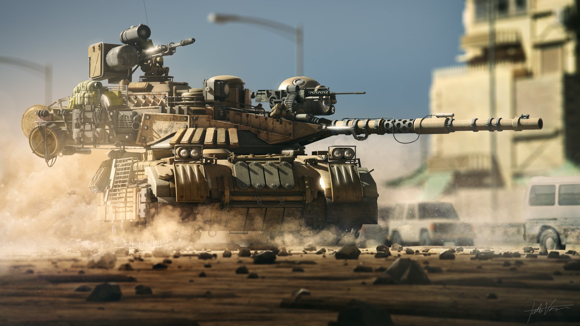 tank fantasie rendering krieg waffen