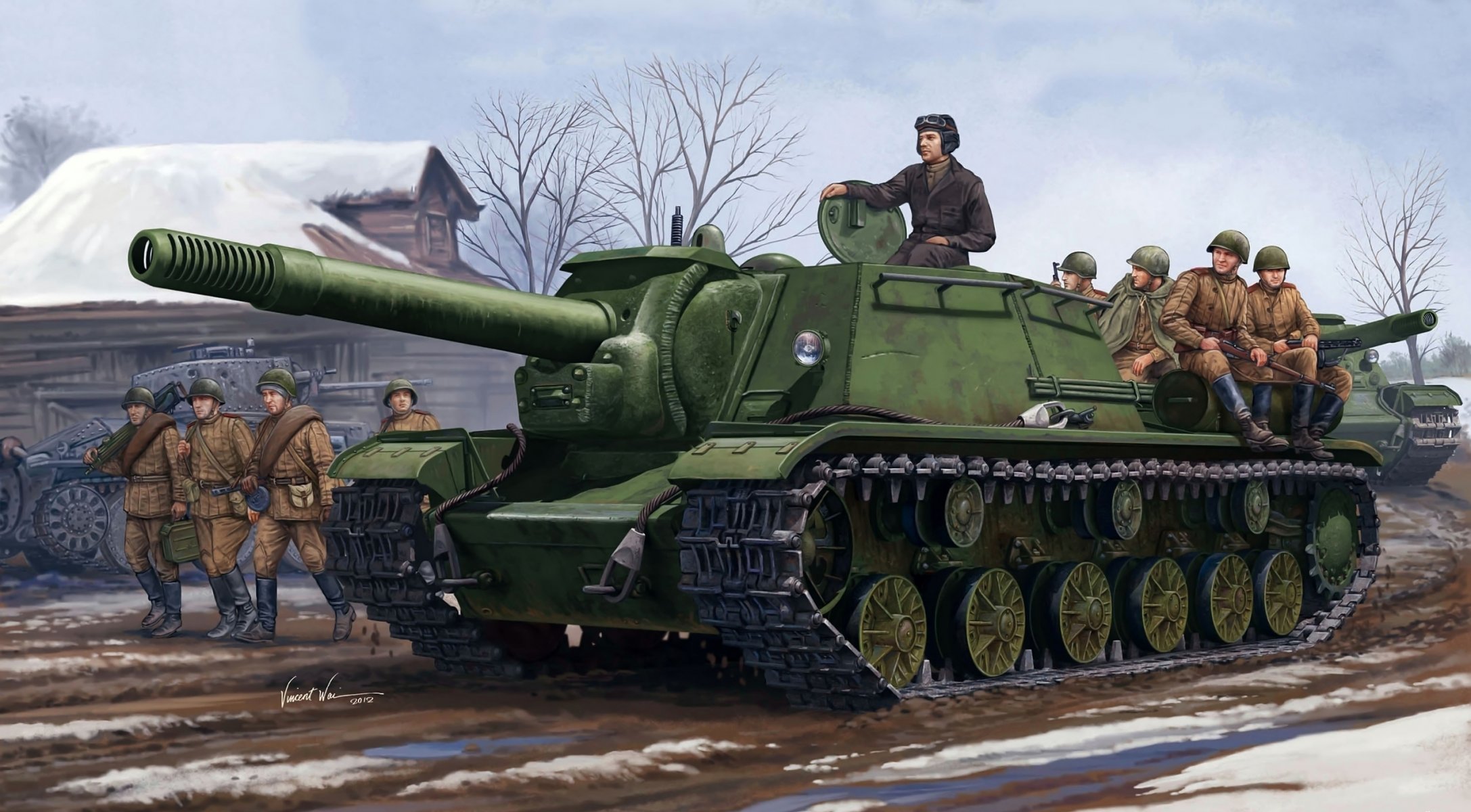 u-152 soviet self-propelled artillery installation pt-acs men the great patriotic war art