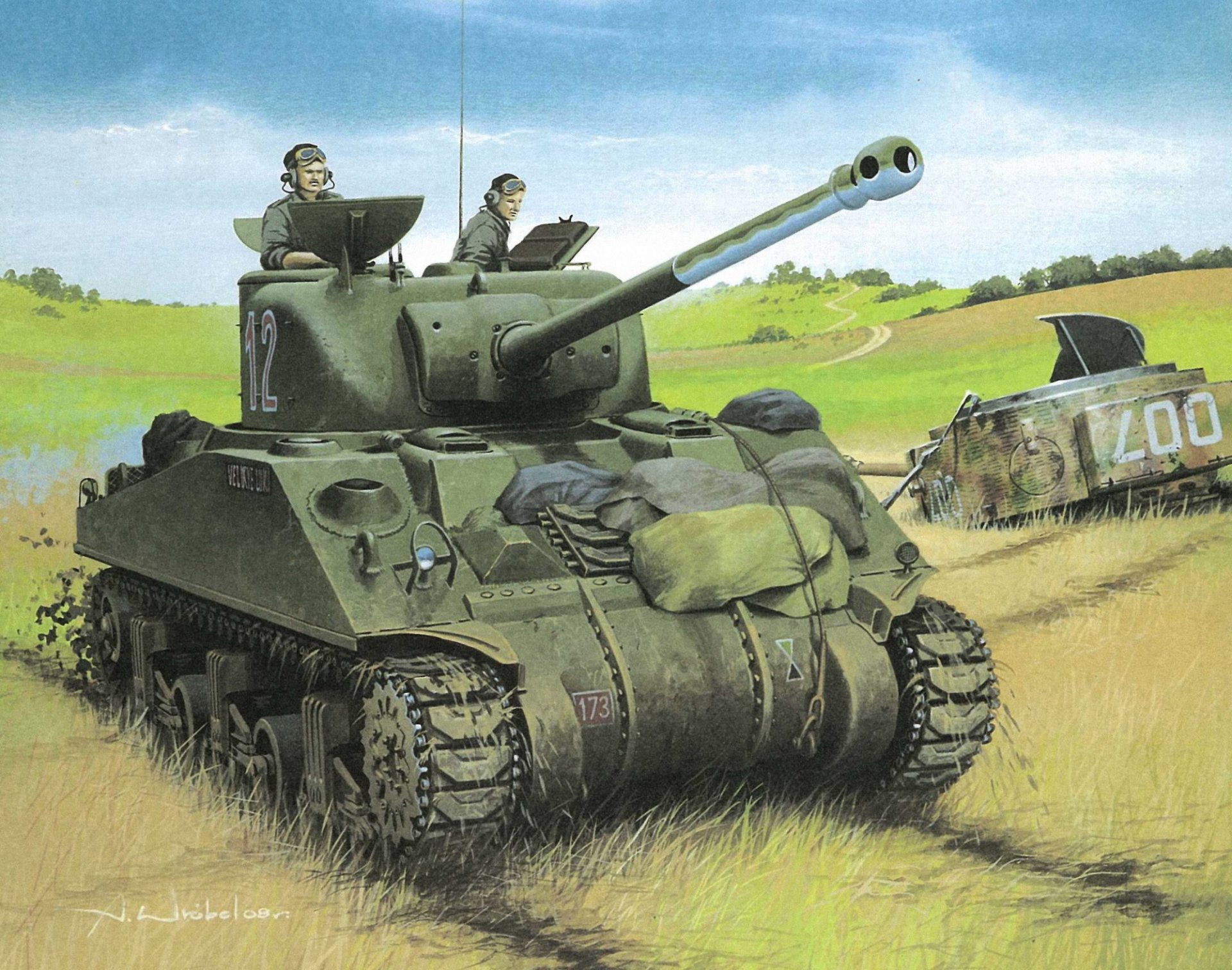 art pole m4a1 76 w amerykański czołg z działem 76 mm sherman czołgiści ww2 rysunek