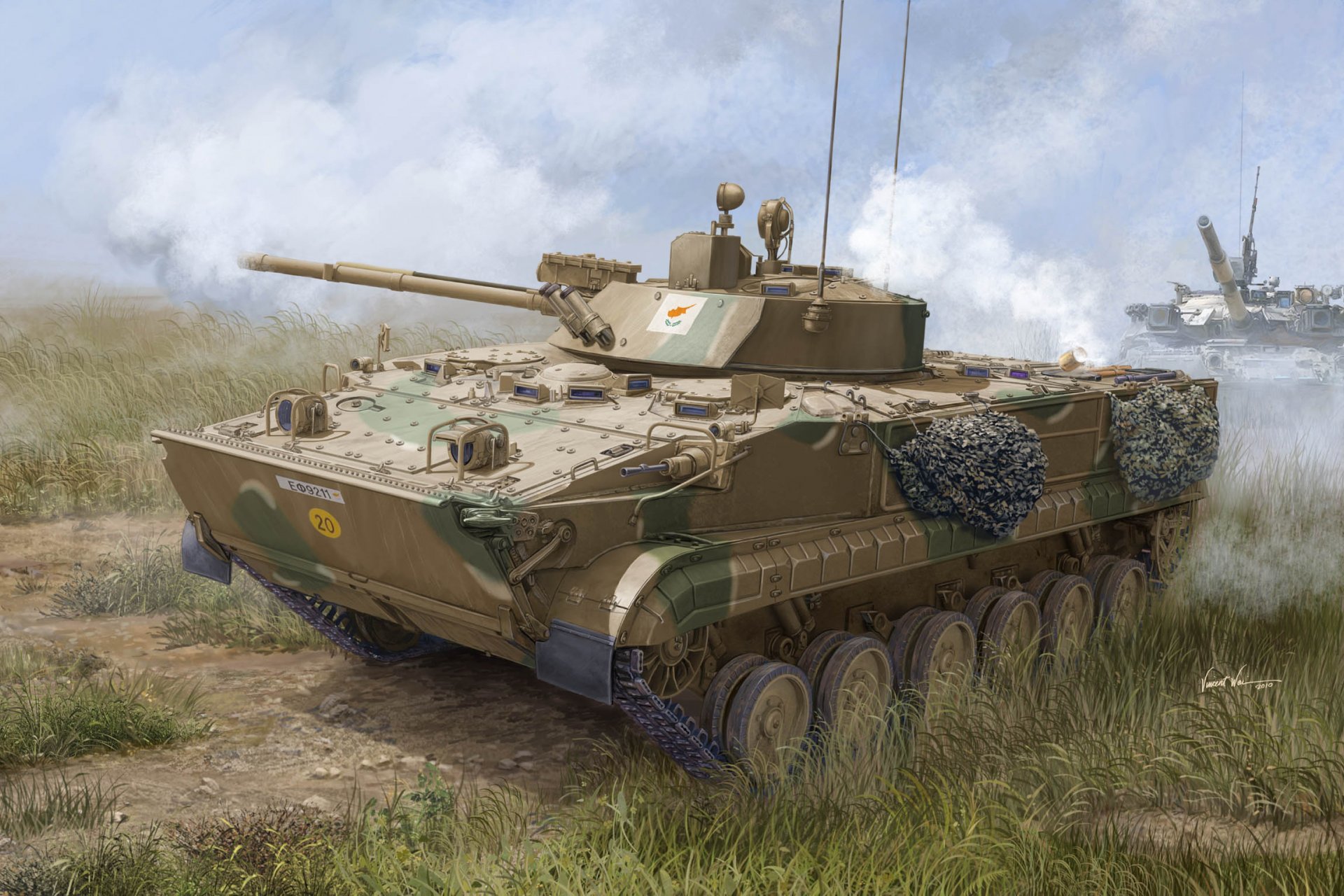 kunst bmp-3 infanterie-kampffahrzeug sowjetisch russisch gepanzert verfolgt maschine für transport personal personal front rand anwendung joint aktion mit panzer deponie übung b service republik zypern künstler vincent wai