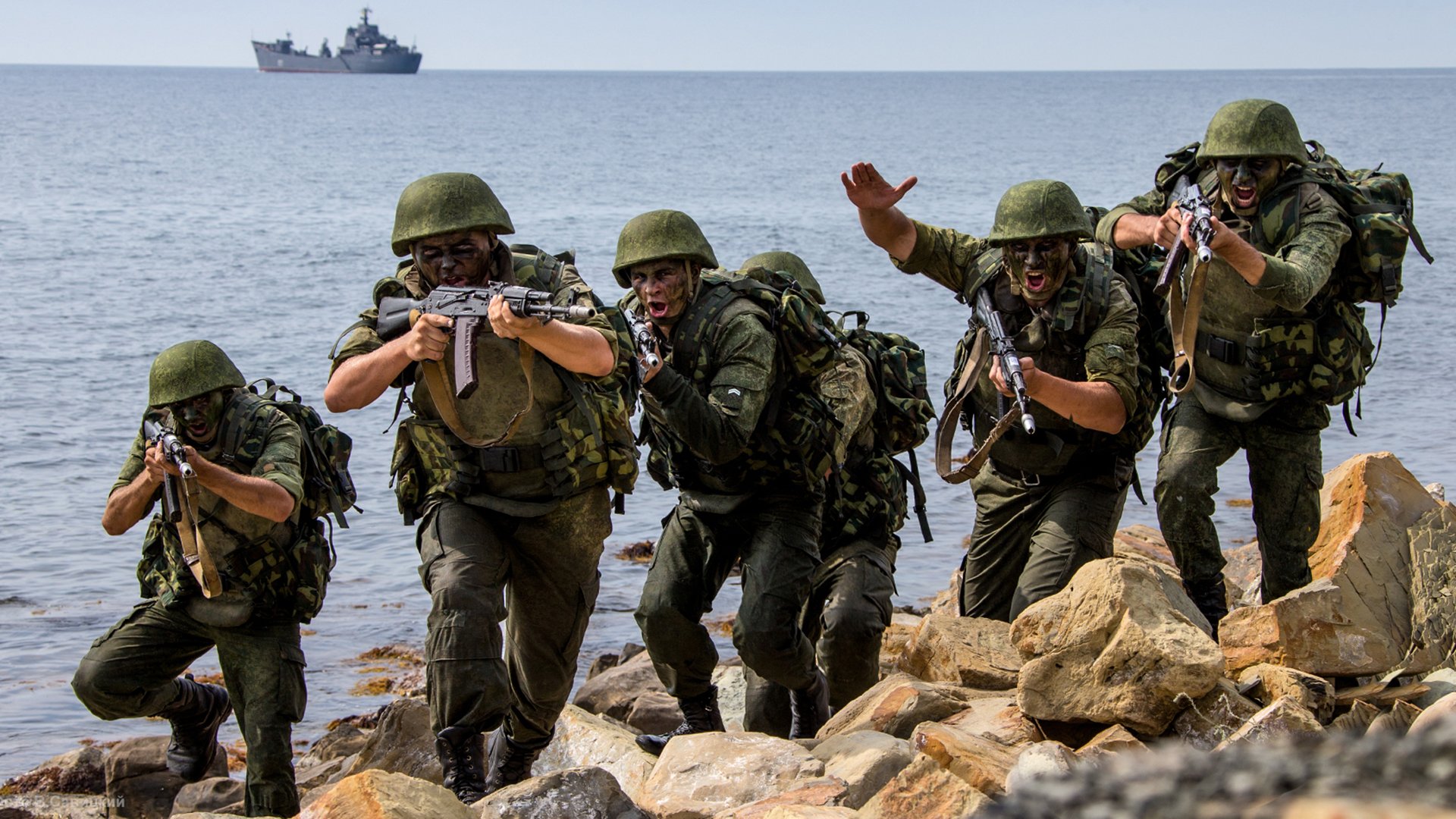 russie infanterie marine marine navire attaque exercice