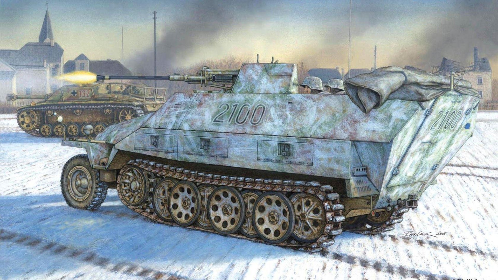 d kfz 25117 ausf d flak 38 self-propelled anti-aircraft gun half-track armored personnel carrier sonderkraftfahrzeug stug iii sturmgeschütz war fight winter picture