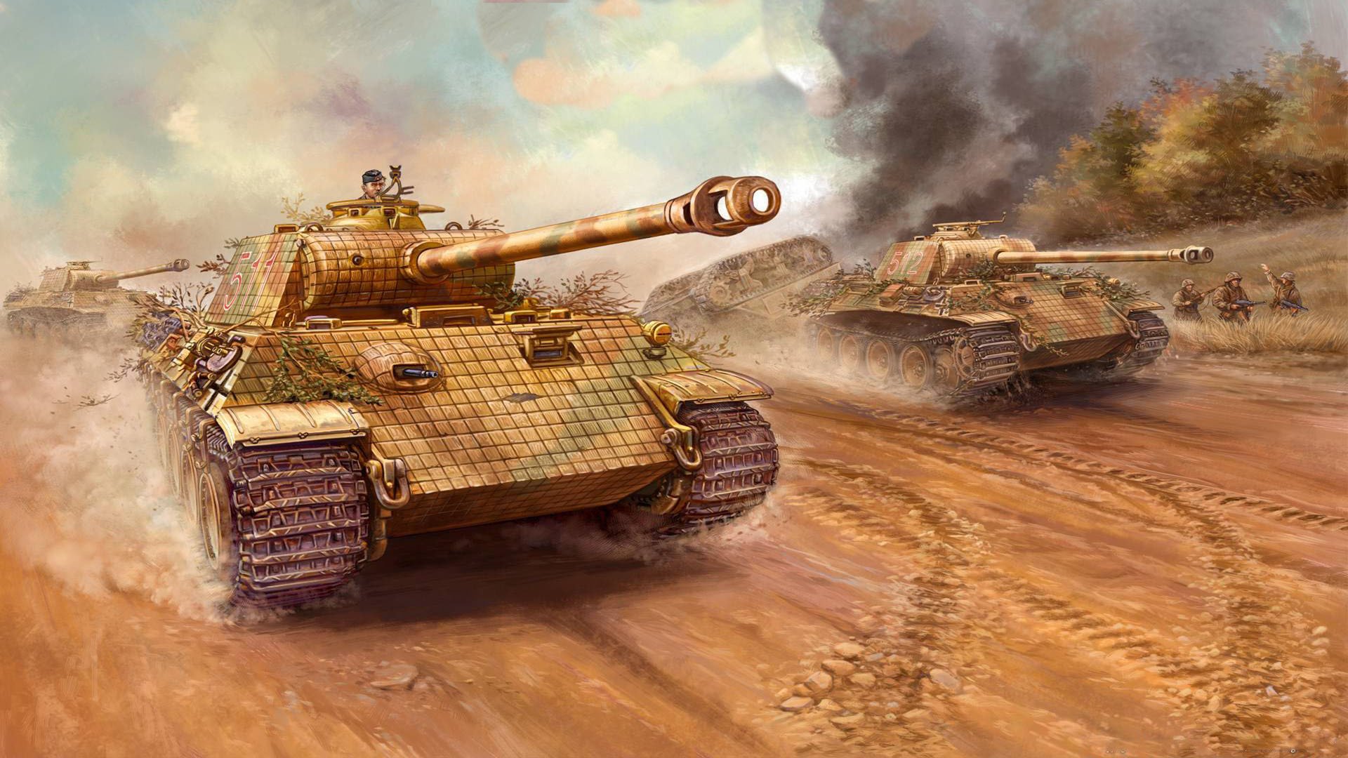 flames of war panther panthers tanks picture art attack the german