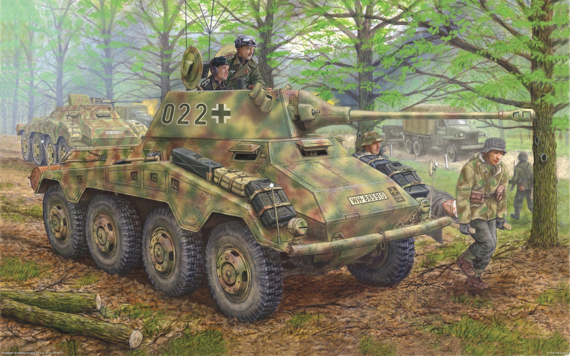 arte sd.kfz 234/2 puma veicolo corazzato pesante tedesco con torretta completamente chiusa progettata per il carro leggero leopard conteneva un cannone da 50 mm a canna lunga con il quale poteva distruggere quasi qualsiasi veicolo di dimensioni