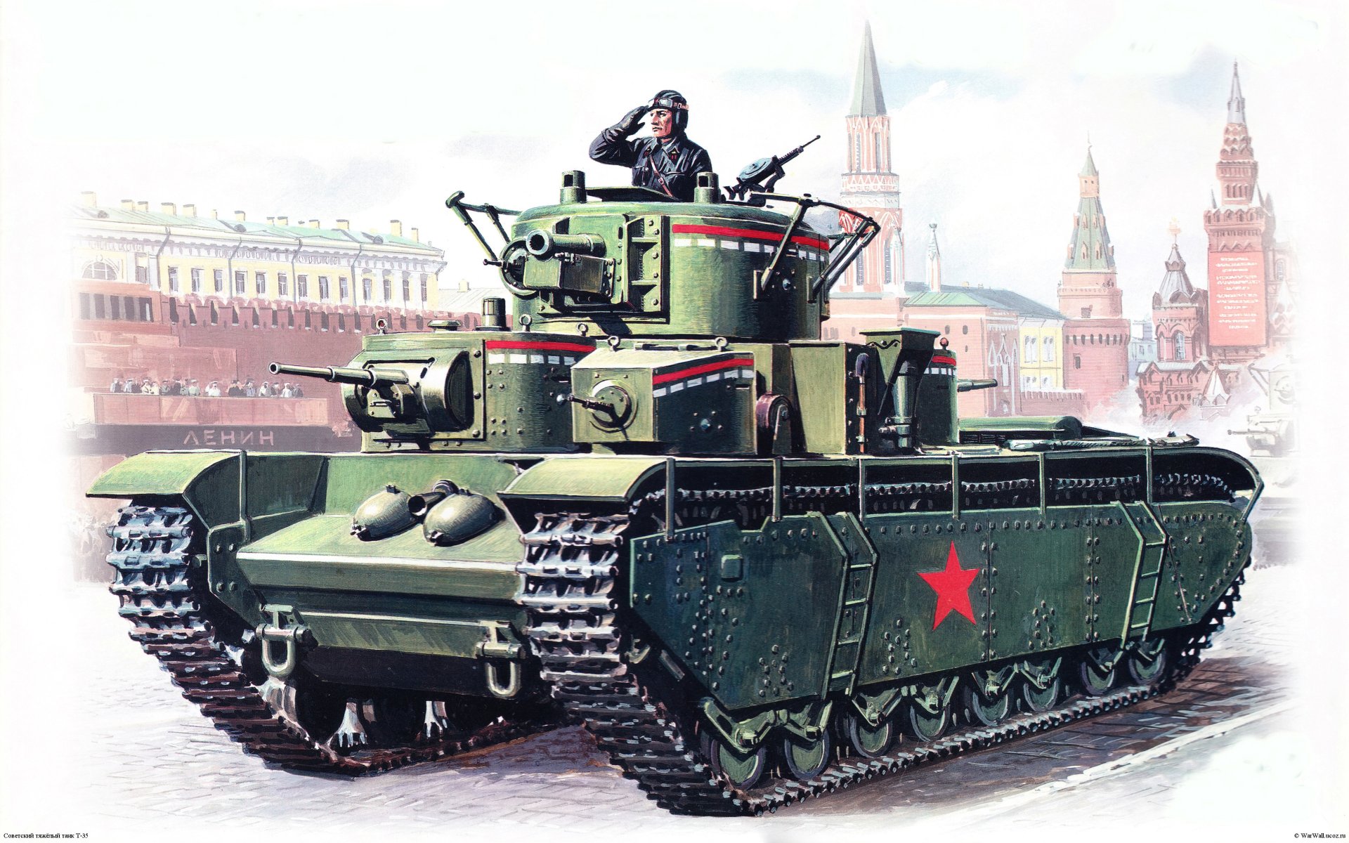 figura mosca rossa piazza mausoleo parata carro armato t-35 sovietico pesante