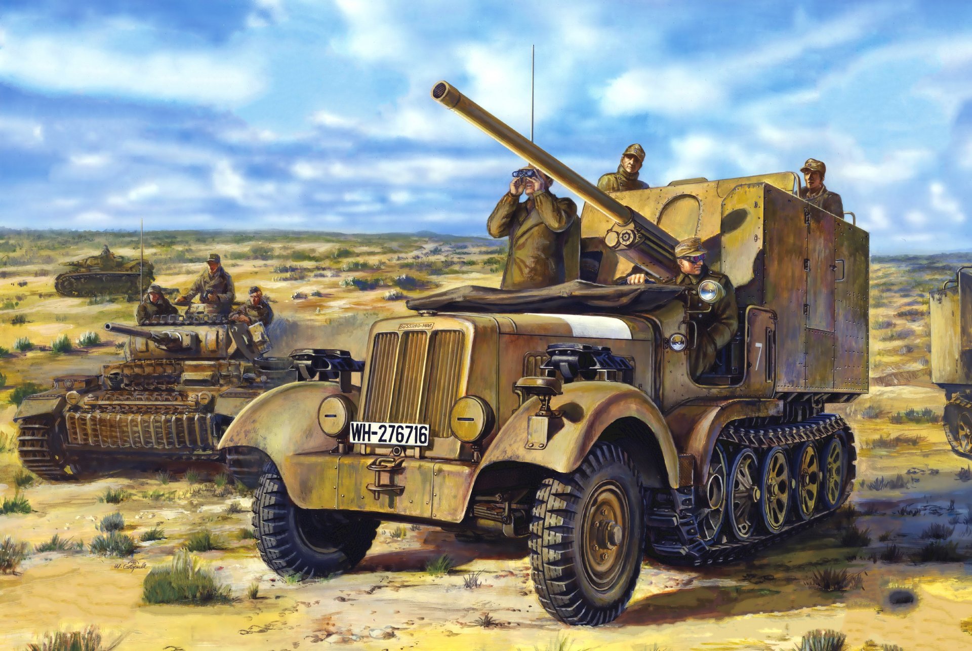 art north africa german acs with trophy gun 76 2-mm f-22 nem.7 62 cm fk 36 r tank pzkpfw iii t-iii men ww2 picture