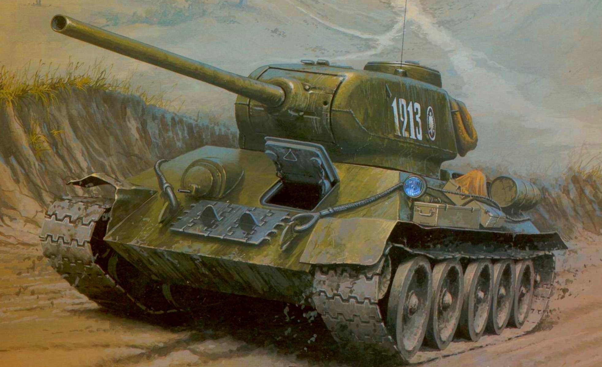 art road t-34-85 medium tank the great patriotic war picture