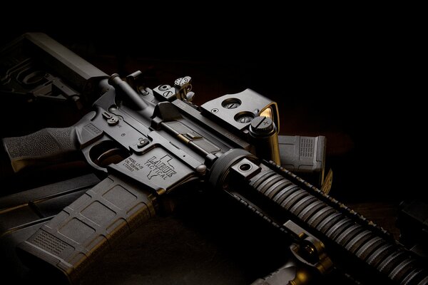 AR-15 assault rifle on a black background