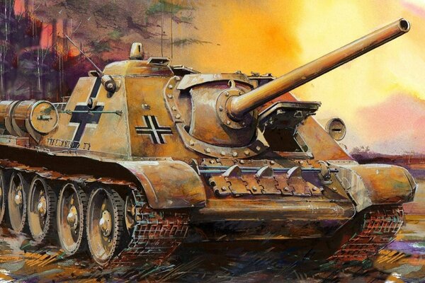 Zeichnung einer sowjetischen Panzerjäger-Installation