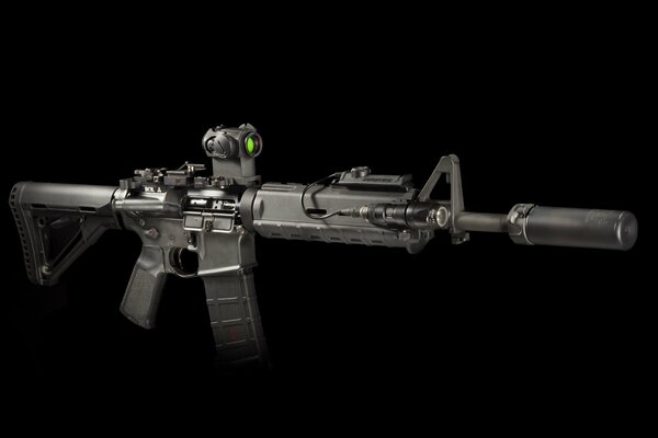 Assault semi-automatic rifle on a black background