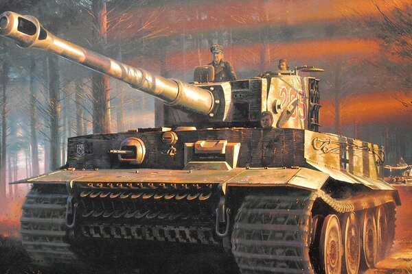 Tanks at war in the red forest