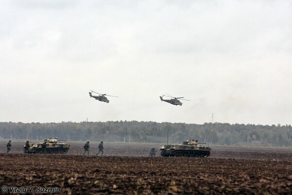 Militärübungen von Soldaten auf dem Feld