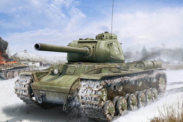 Dibujo de Valery petlin con un tanque soviético