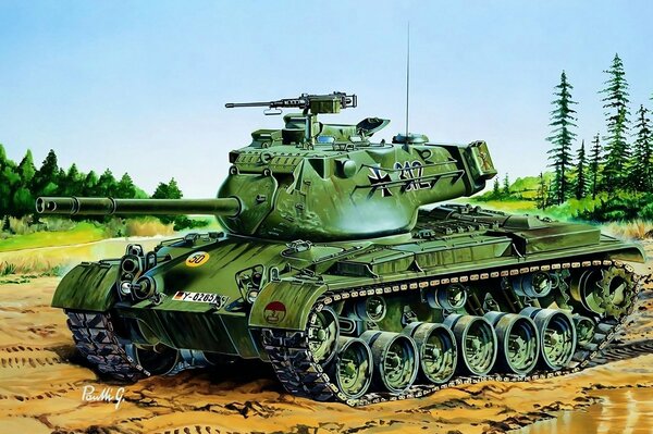 Drawing of the American military tank m47