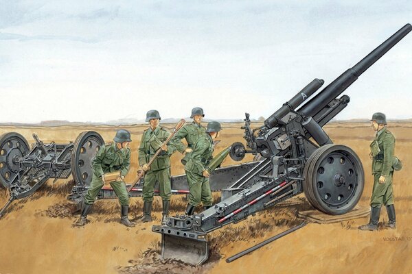 Artilleristen, Feldartillerie, Zeichnung