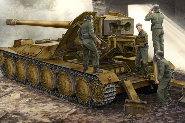 Deutscher Panzer mit Soldaten