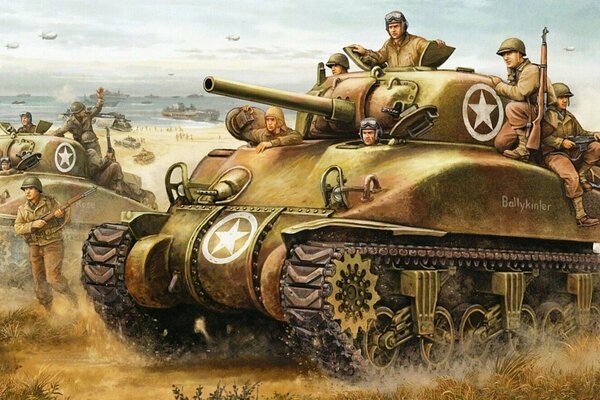 Drawing flame of war Operation torch M4 tanks in Normandy