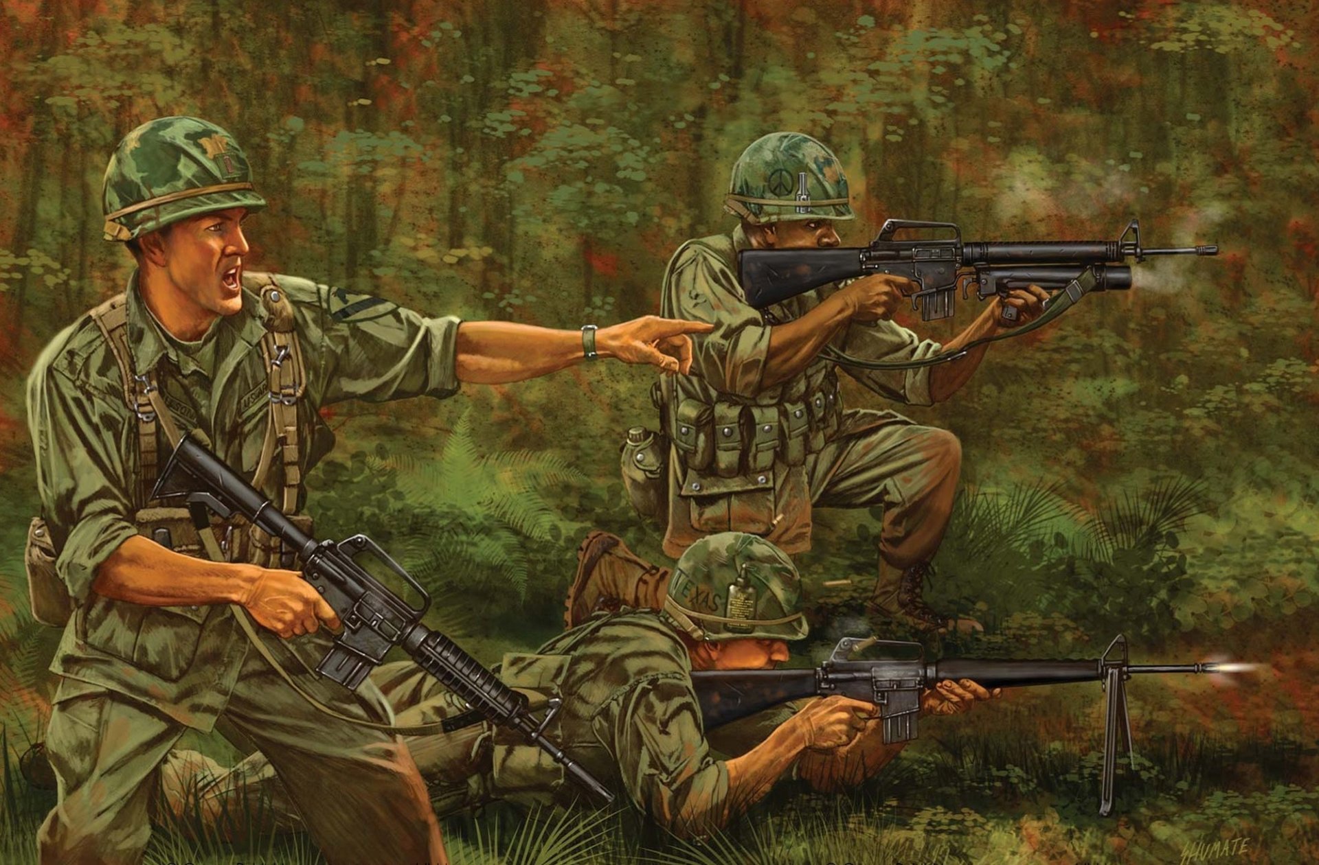 art vietnam jungle men m-16 rifle modifications industrial complex shooting us armed forces picture