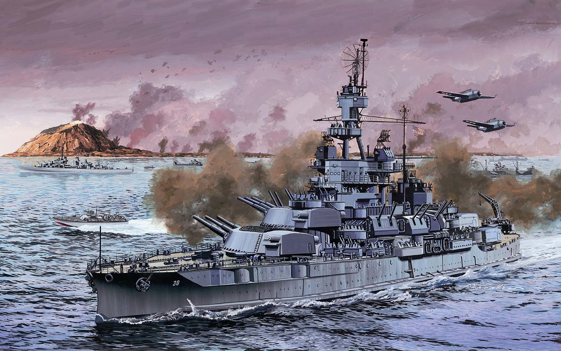 marina barco americano estándar acorazado pennsylvania batalla ww2 arte