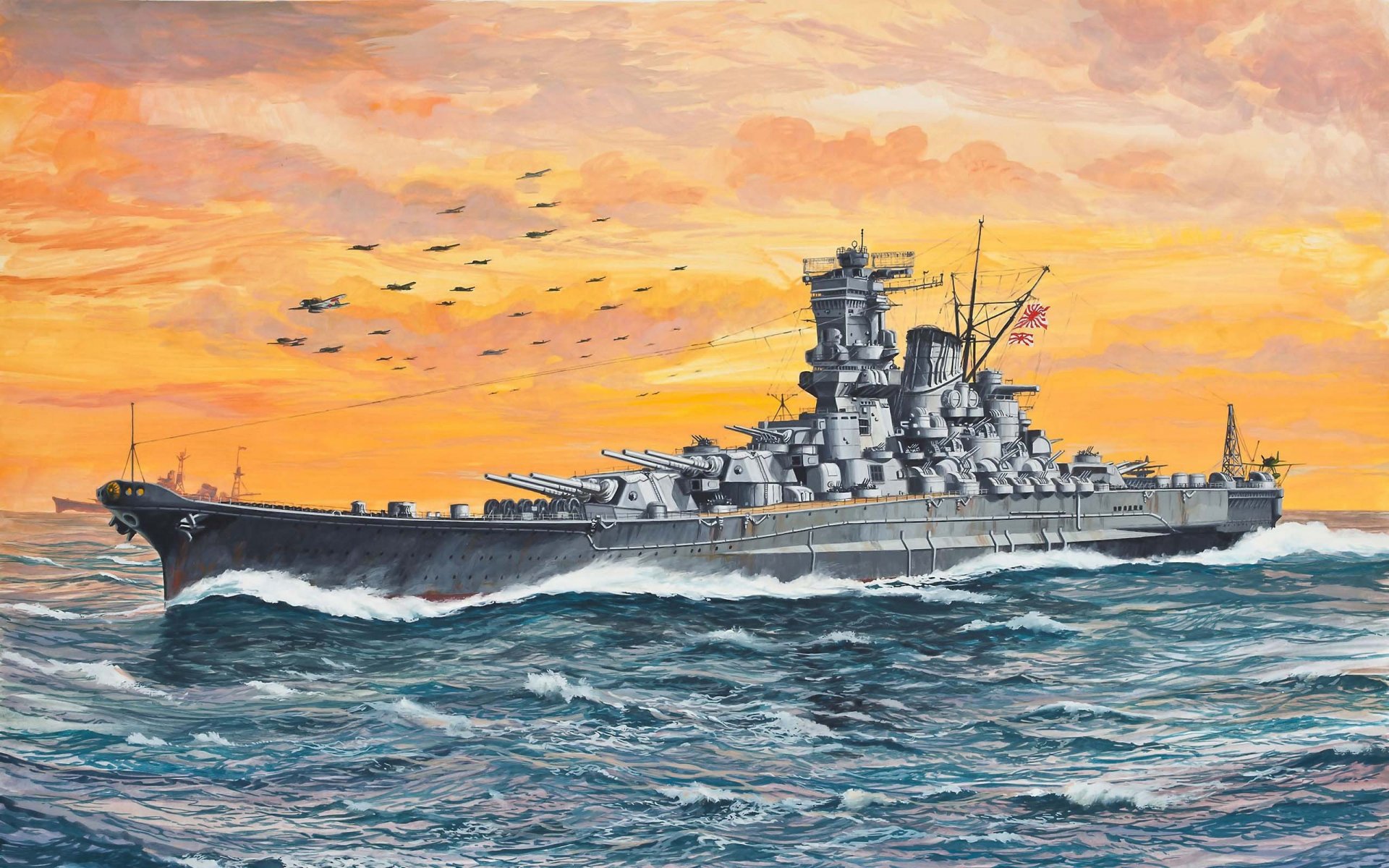 okręt wojenny liniowy japoński imperial navy pancernik yamato ww2 art