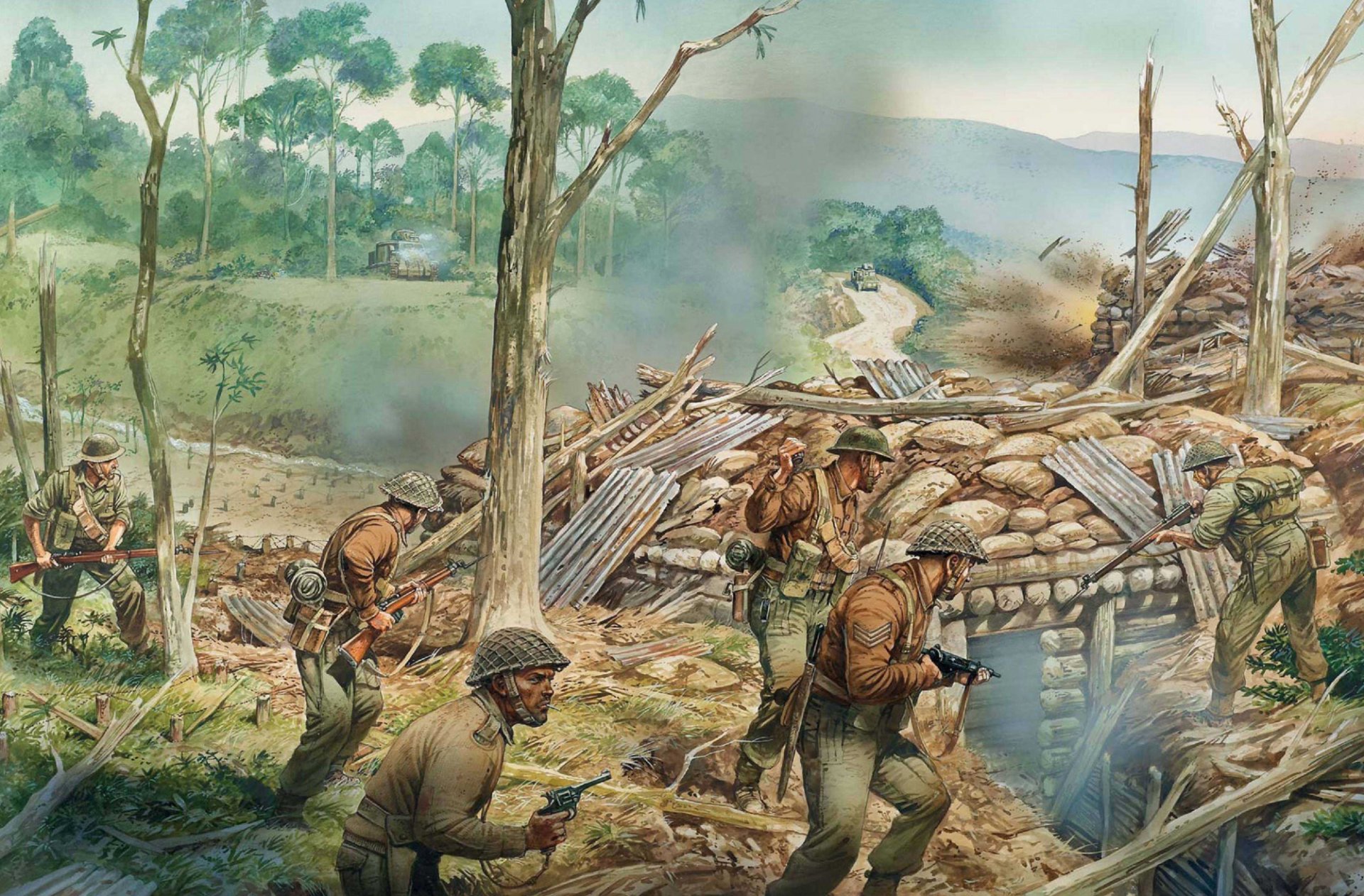 arte soldados cohim batalla abril 1944 punto de inflexión batalla en birmano indio región entre británico indio ejército y japonés barrio ciudad kohima terminó derrota japonés ejército parada japonés birmano campaña debido pere