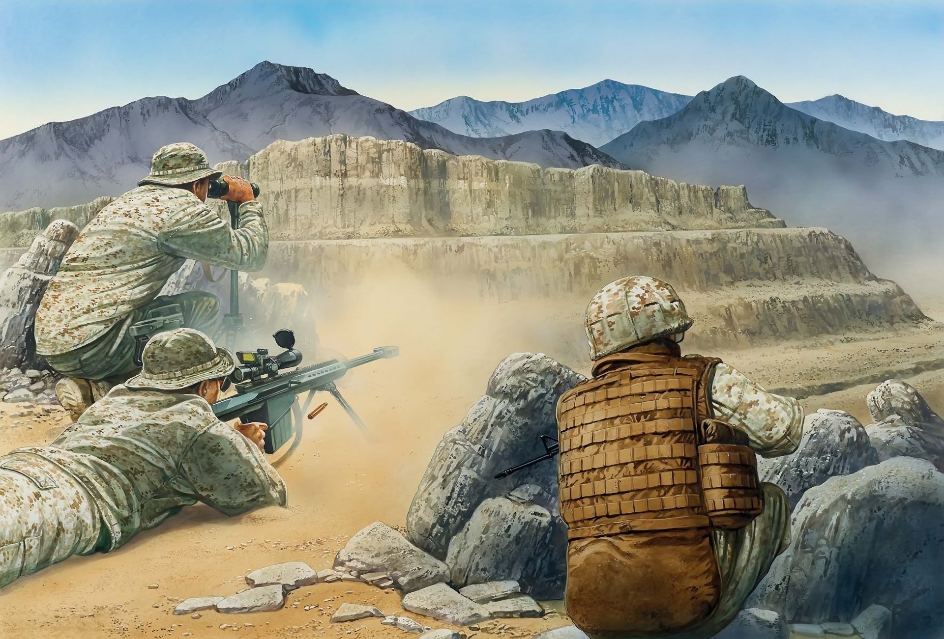 art afghanistan montagnes soldats armes équipement