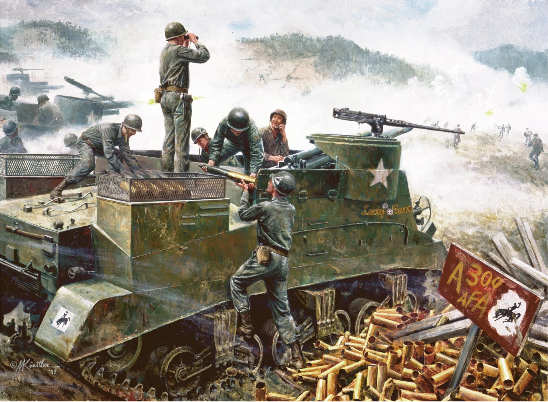 art hongchon korea południowa 18 maja 1951 m7 priest amerykański samobieżna artyleria stanowisko ogniowe rysunek m. kunstler