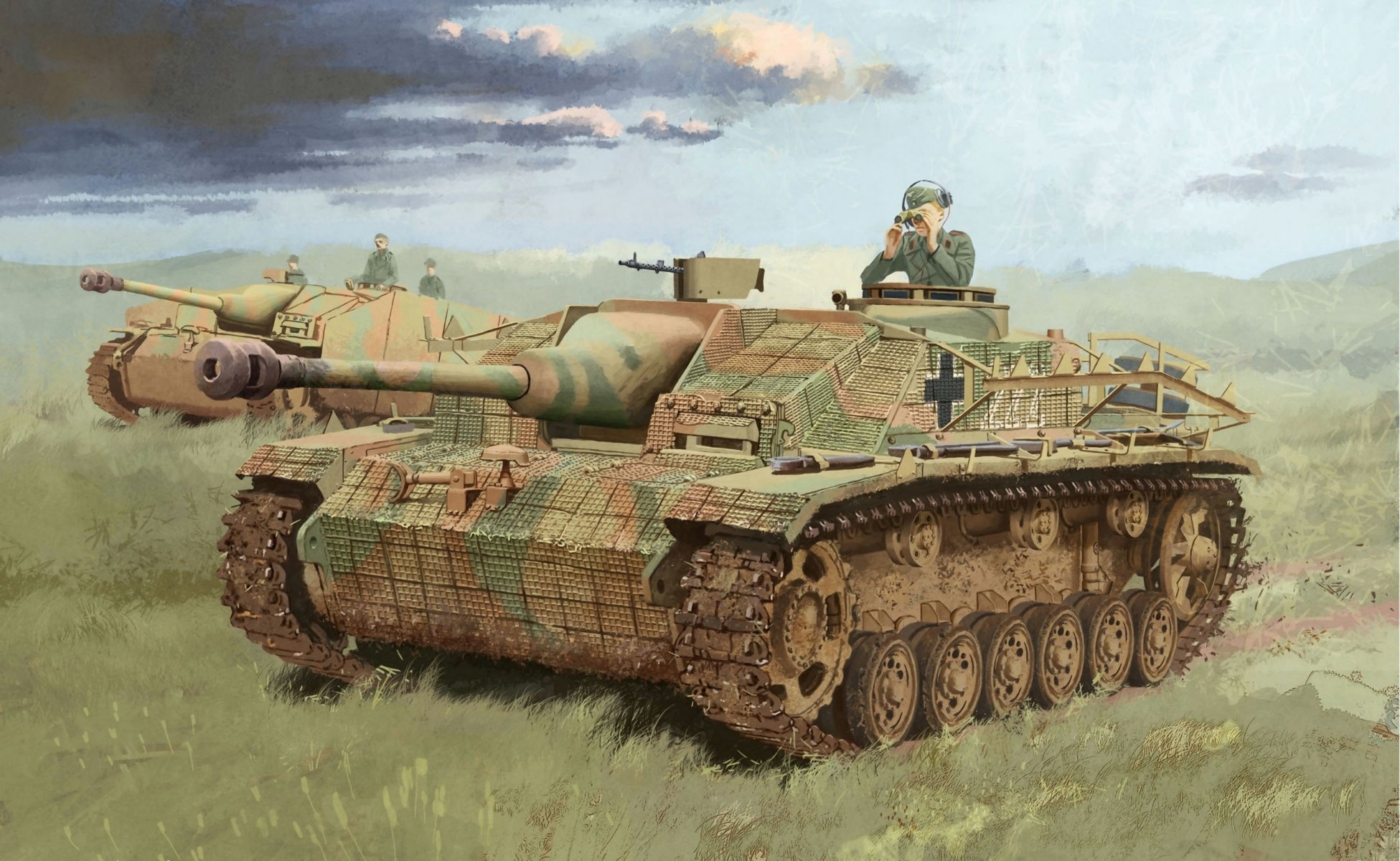 arte guerra iii ausf.g tedesco semoventi artiglieria installazioni zimmerit travestimento comandante campo erba