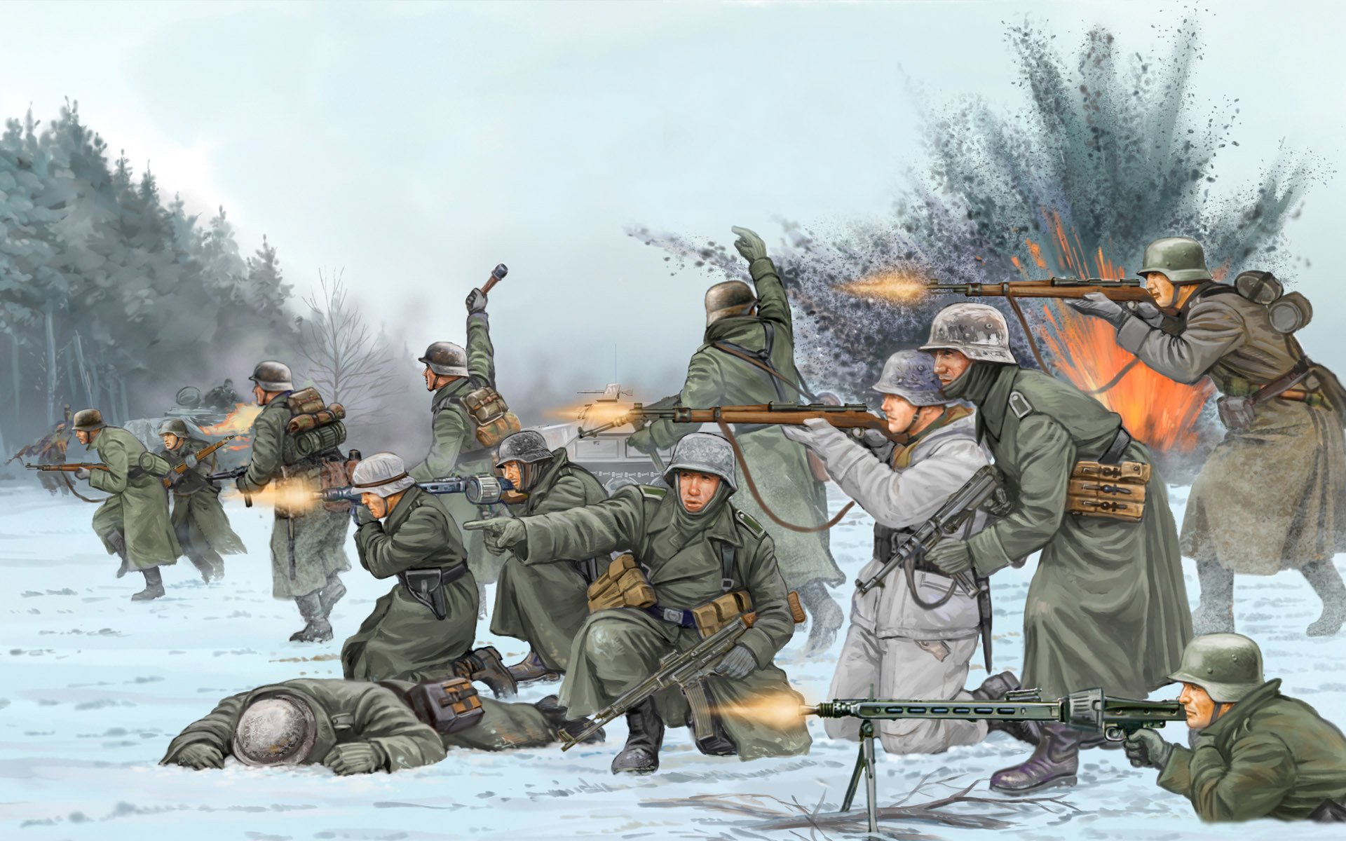 art soldats allemands mener bataille avec alliés troupes ardennes belgique 1944 bataille des ardennes bataille de la corniche flamme de guerre marquer seconde guerre mondiale miniatures jeu ww2