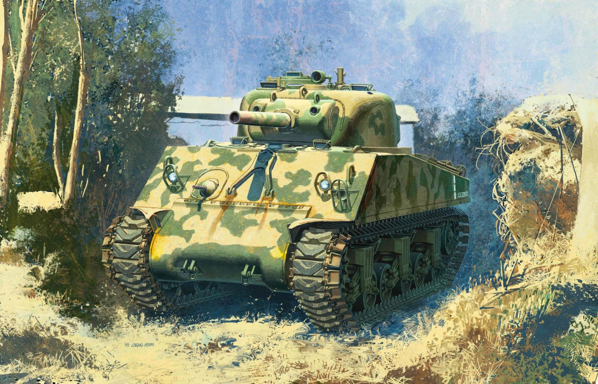 moyen char m4 sherman états-unis obusier 105 mm pacifique ww2