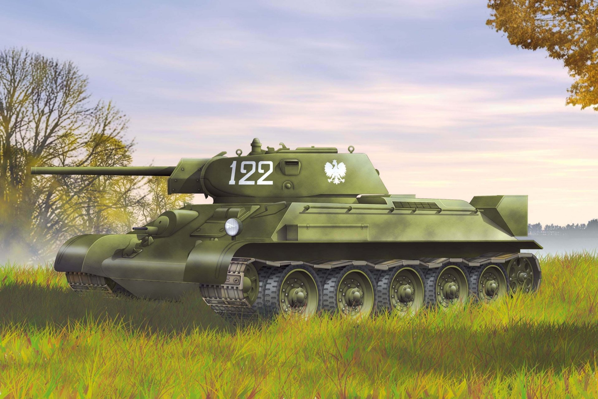 soviétique moyen char t-34-76 trente-quatre modèle 1942g polonais équipage ryzhik ww2