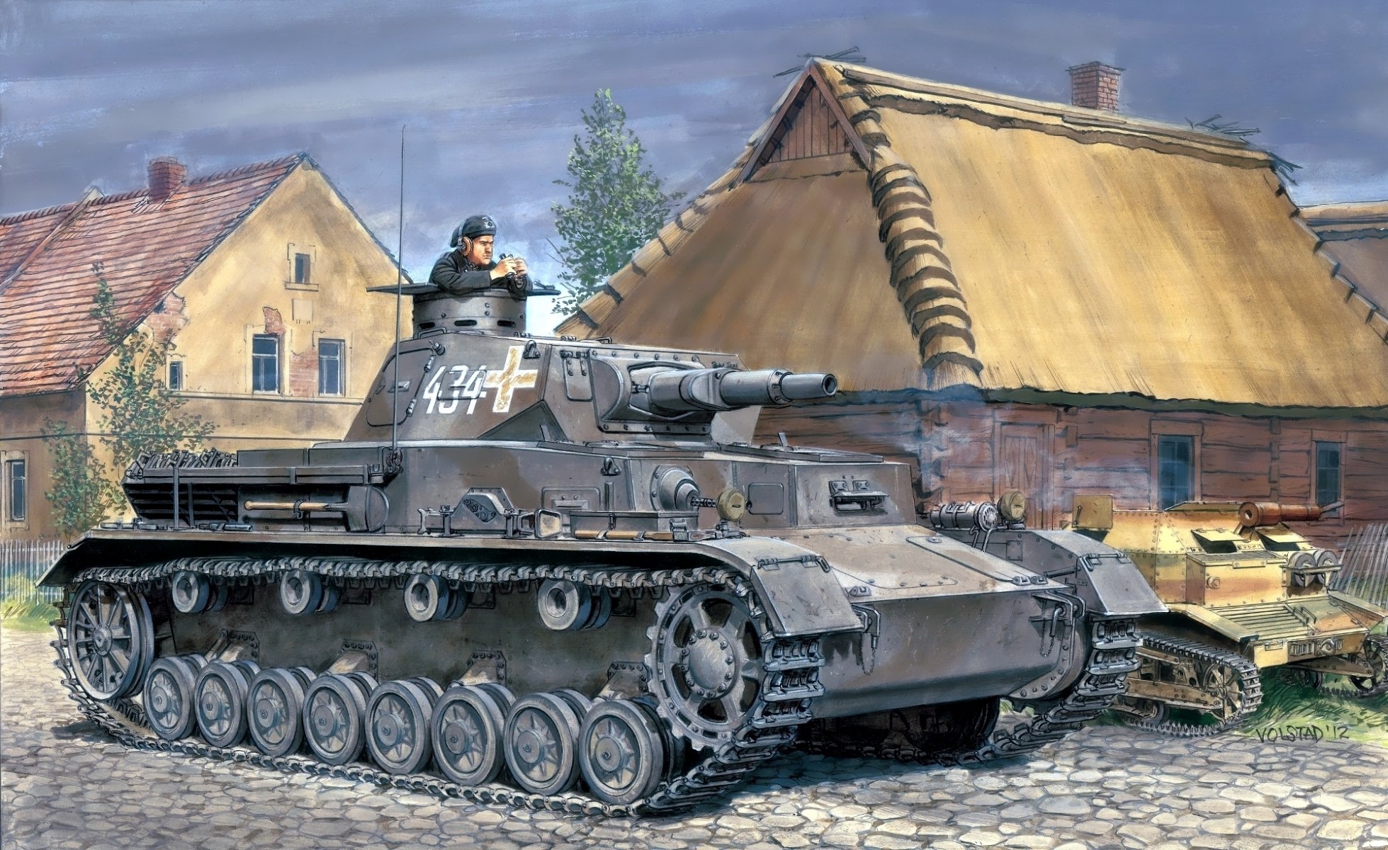 рисунок рон volstad дома танкист средний танк т-4 панцер 4 sd.kfz . 161 pzkpfw iv ausf . а вермахт польша 1939 год