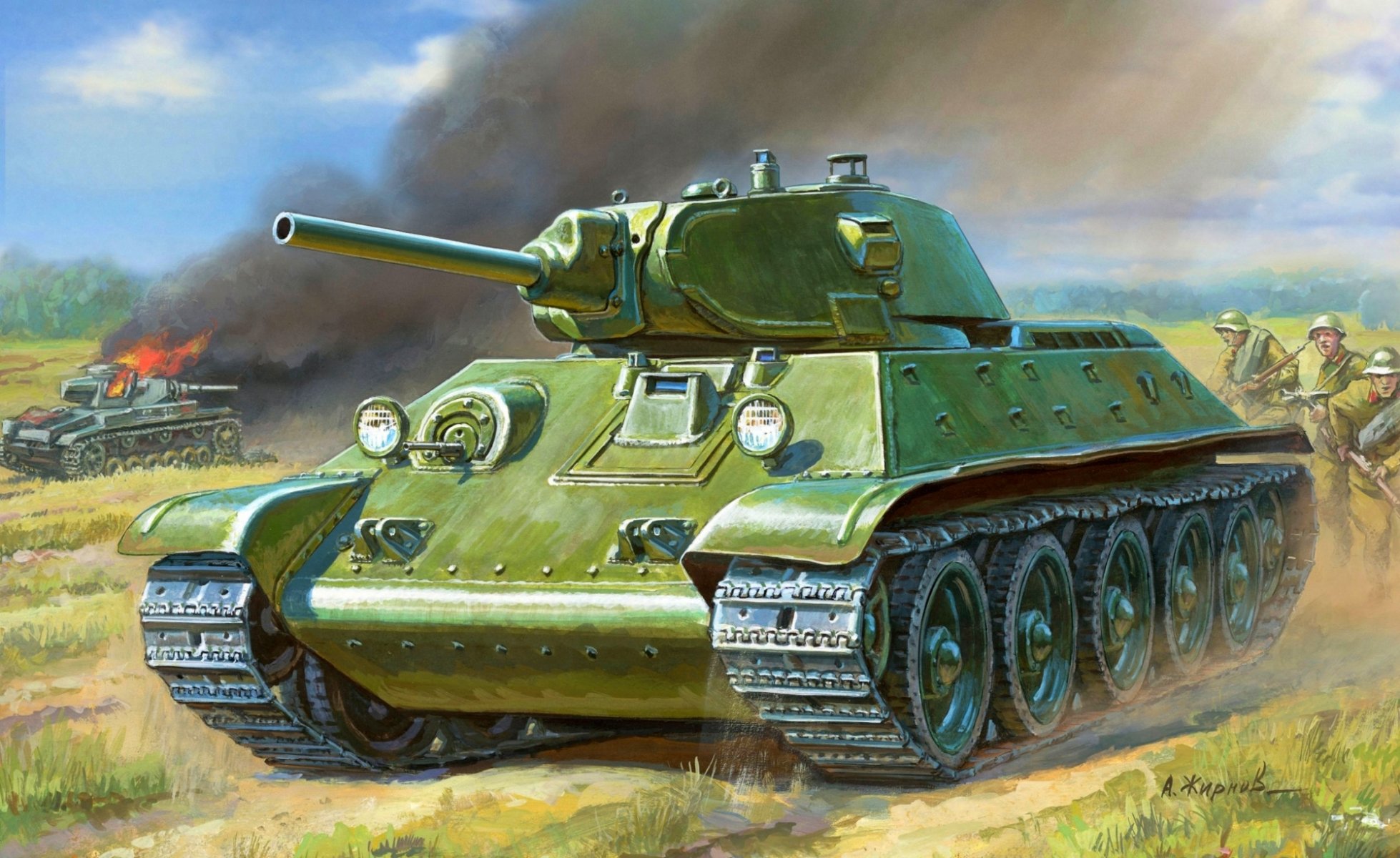 dessin zhirnov soviétique char moyen t-34/76 arr.