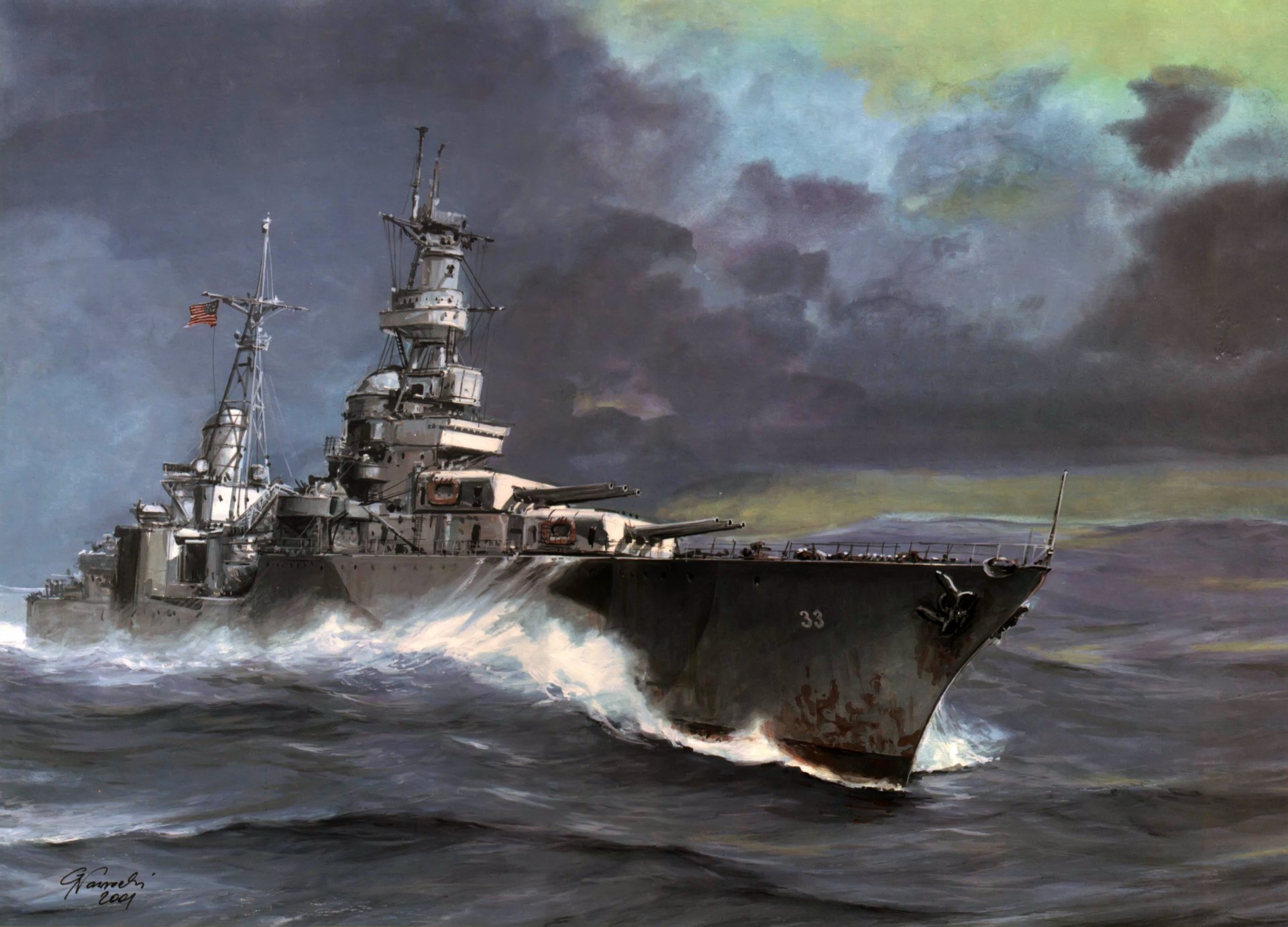 art sea waves portland ca-33 portland heavy cruiser united states the second world war