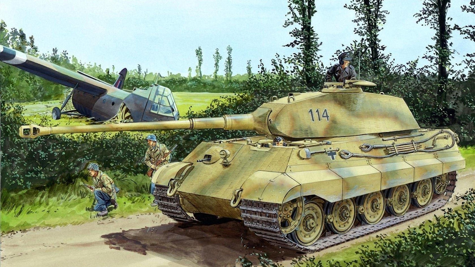 tiger ii panzerkampfwagen vi ausf . b königlicher tiger königstiger segelflugzeug zeichnung soldaten deutsche