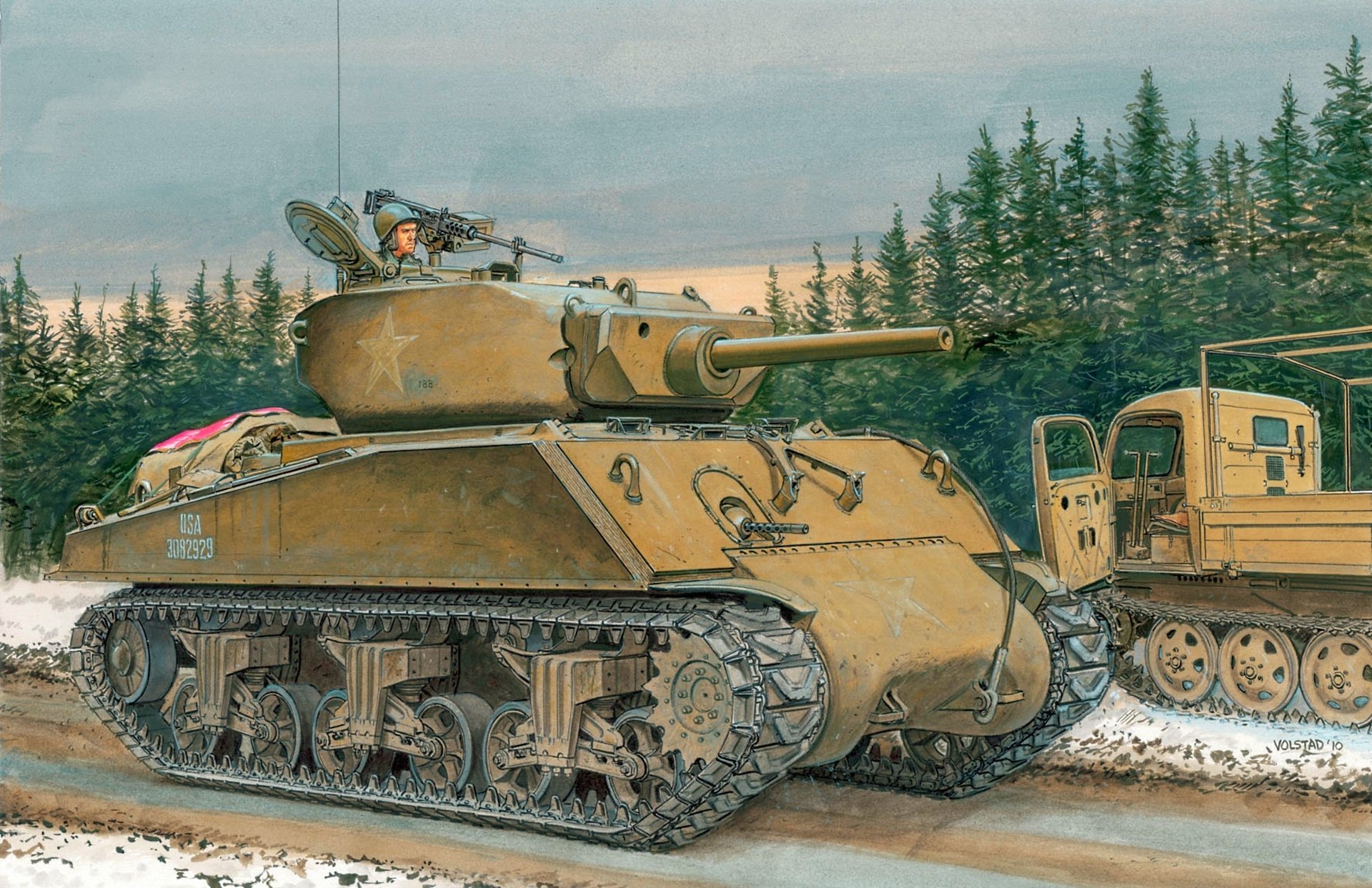 figure ron volstad réservoir moyen m4a3e2 sherman jumbo états-unis seconde guerre mondiale