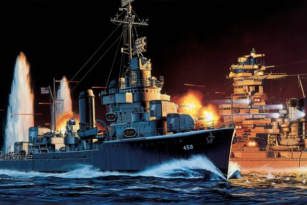 Kunst des amerikanischen Kriegsschiffs. 13. November 1942