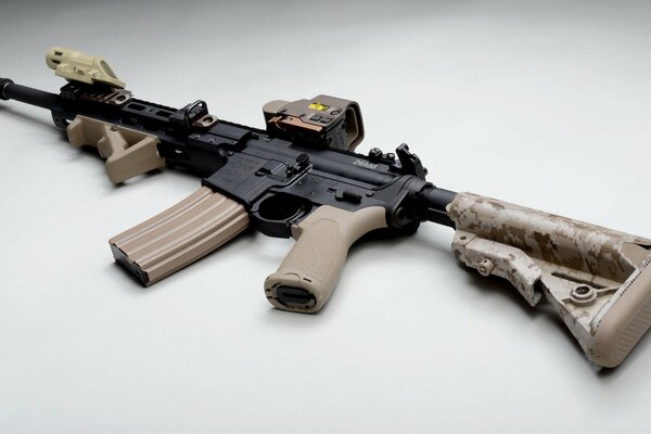 AR-15 assault rifle on a light background