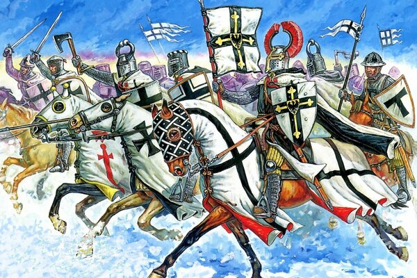 Рисунок атака конеых рыцарей зимой