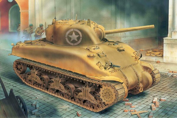 Drawing of the American Sherman tank