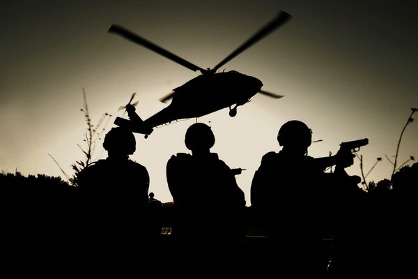 Landing of special forces from a helicopter