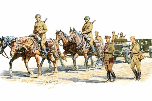 A picture of galloping soldiers on horseback