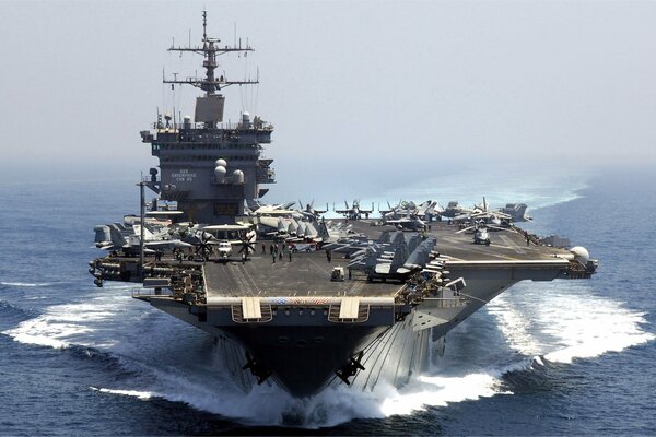 Aircraft carrier on the high seas