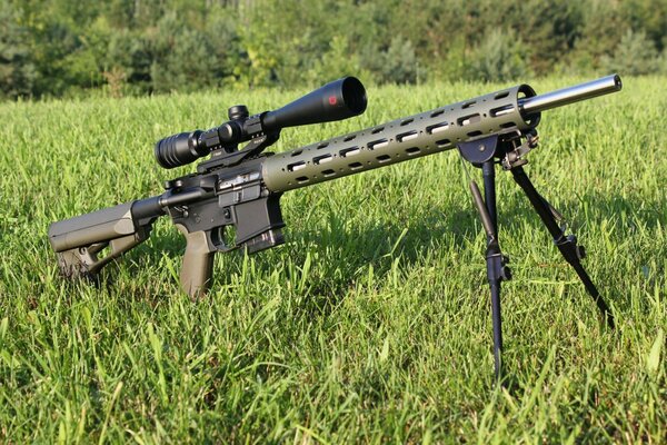 Sniper modification of the AR-15 with optics